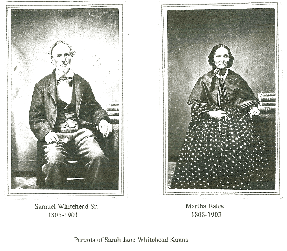 Samuel Whitehead, Sr. and Martha Bates photo, these are the parents of Sarah Jane Whitehead Kouns photo by Sharon M. Kouns