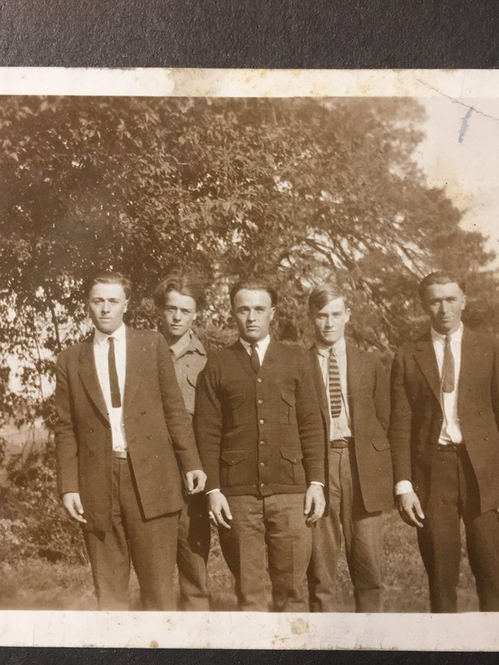 Three of these men were born in Ironton, Ohio. My grandfather, Oliver Darling, far right born 1900. To his right with the striped tie is his brother, William Byron Darling, in the middle is brother Selby Lawrence Darling, born Ironton, and on the end with the "attitude" is brother Emery Darling, born Ironton. I don't know who the gentleman is who has no tie on. He may have been a Willis cousin. Their parents are William Darling and Ethel Willis Darling, born in Lawrence County.  Photo Courtesy of Jonathan Darling