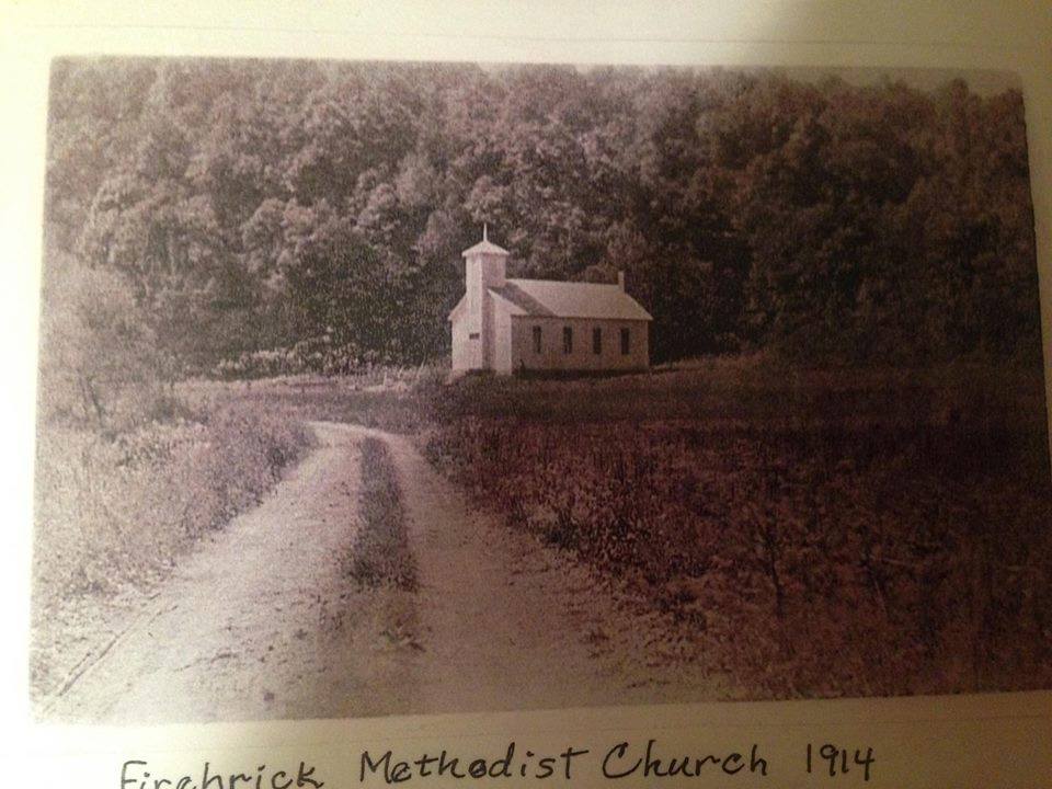 A 1914 photo of the United Methodist Church at Firebrick, Ohio in Lawrence Co. The dirt road seen here is now known as State Route 140. 