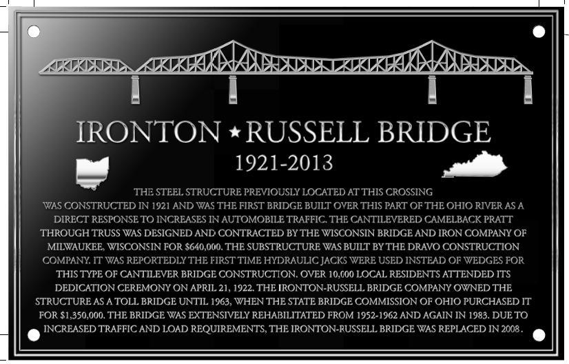 Ironton Russell Bridge plaque