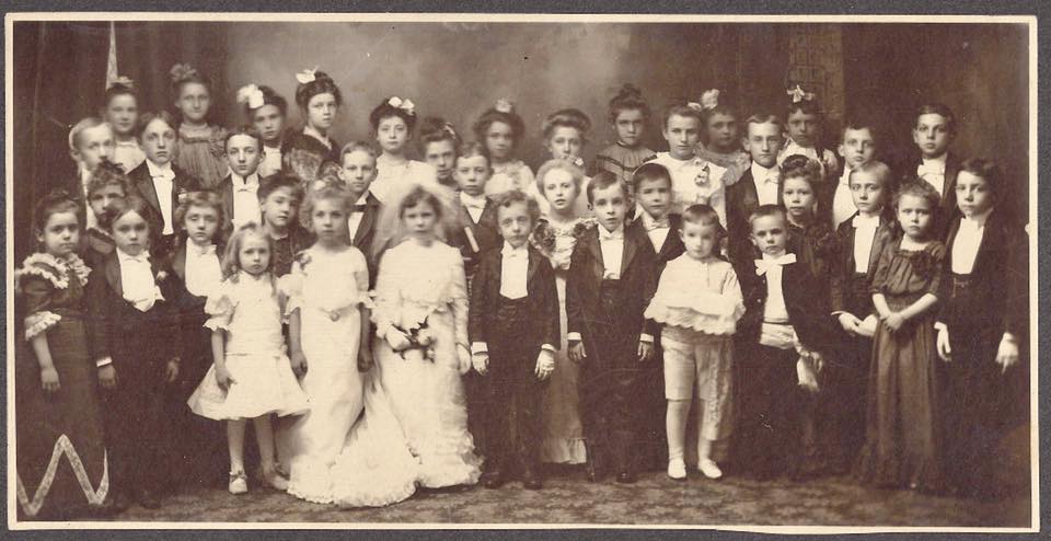 This is a Tom Thumb wedding from the early 1900s in Ironton. These were staged by organizations as fundraisers. The wedding party was portrayed by children, usually 10 or younger. This one was sponsored by the First United Methodist Church of Ironton. My grandmother Edna Keiser Dudley is the first person on the left. The groom is Ellis Markin, and the bride is Ruth Stroup Mittendorf. The ring bearer is Don Hopkins. Recognize anyone else? Photo Courtesy of Connie Dziagwa 