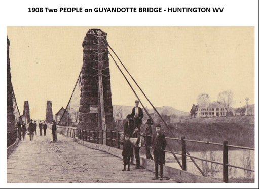 1908 Photo - Two people on Guyandotte Bridge, directly across the Ohio River from Proctorville, Ohio