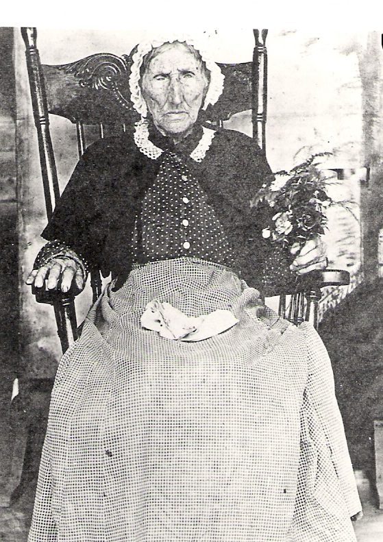 This Picture is of a Woman known simply as Granny Dennison. She lived all her life in Symmes Valley, she was born there in 1795 And she died there in 1908. 