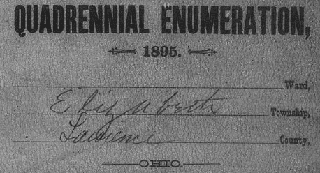 1895 Elizabeth Township, Lawrence County, Ohio Quadrennial Enumeration