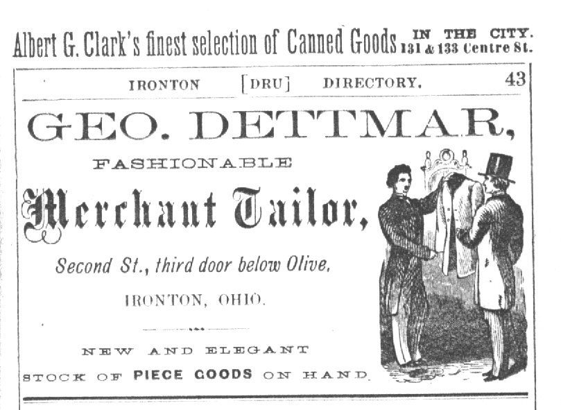 George Dettmar fashionable  merchant tailor Ironton, Ohio
