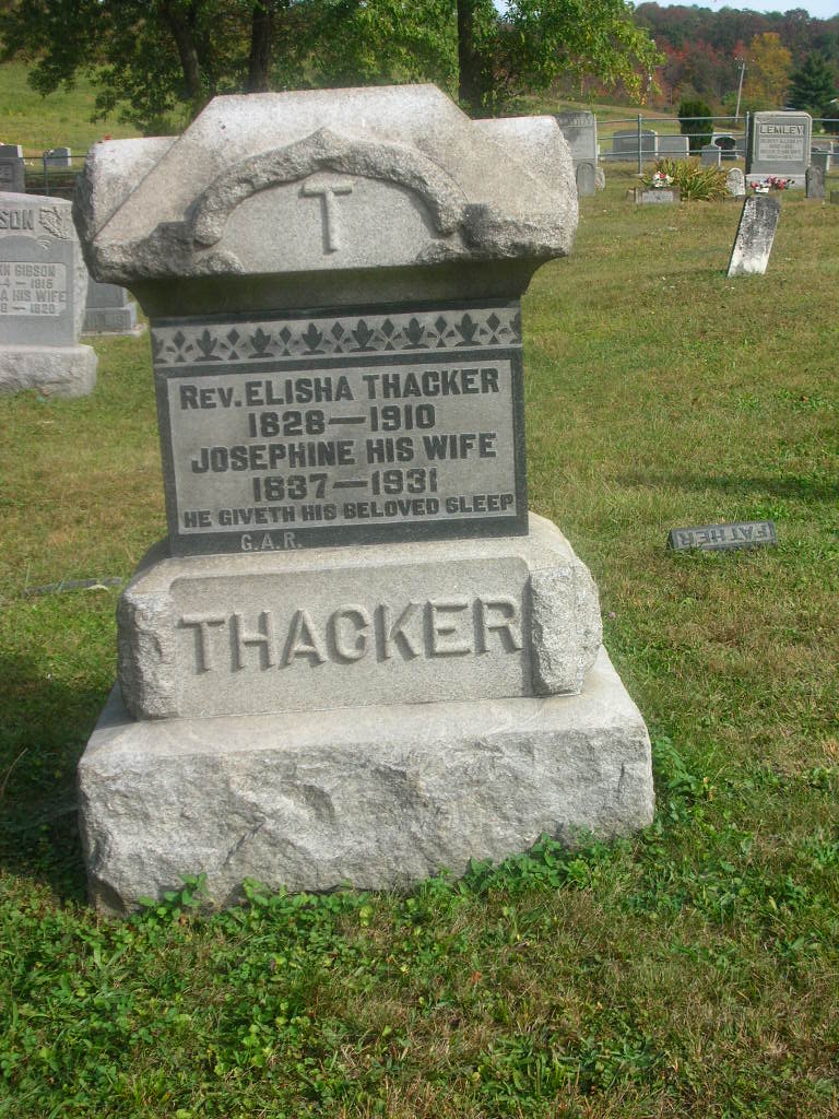 Rev. Elisha Thacker headstone buried Harmony Cemetery, Getaway, Lawrence County, Ohio photo courtesy Ernie Wright