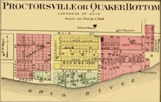 Map of Proctorville and Quaker Bottom Ohio