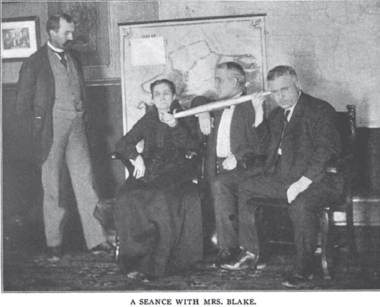 Left to right: Professor James Hyslop, Elizabeth Blake, Dr. L.V. Guthrie and David P. Abbott, Lawrence County Ohio.