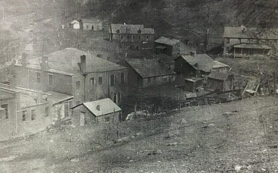 This is a view from behind the company store and boarding house again, showing the rest of the village.  The large building to the far right is the Honeymoon Hotel.