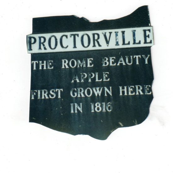 Sign from Proctorville, Ohio, about the Rome Beauty Apple.