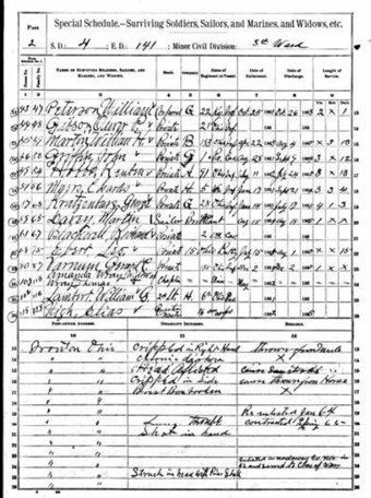 1890 Lawrence County, Ohio Census for Soldiers 
