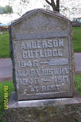 Headstone of Anderson and Mary Rutlidge, buried in Woodland Cemetery, Ironton, Ohio. Photo from The Lawrence Register Archives