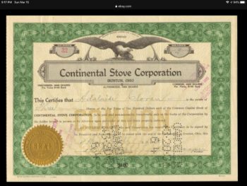 Foster Stove Certificate Ironton Ohio