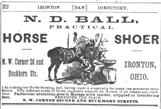 N. D. Ball ad from Ironton Ohio