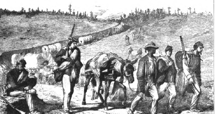 Civil War Soldiers in Column