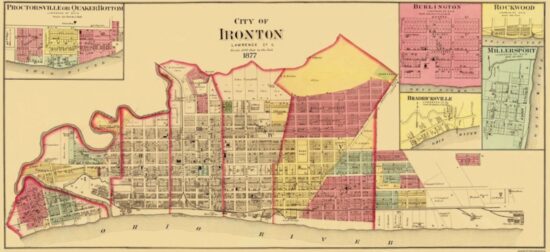 Ironton, Ohio 1877 map