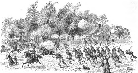 Fighting at a bridge during the Civil War