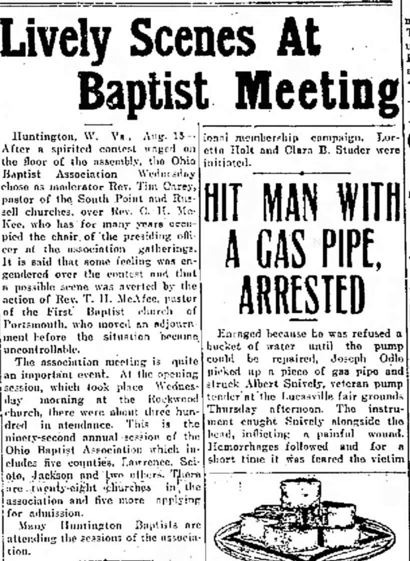 Ohio Baptist Association at Rockwood, Ohio, 15 Aug 1913 pg 14 PDT Ohio Baptist Association at Rockwood, Ohio, 15 Aug 1913 pg 14 PDT
