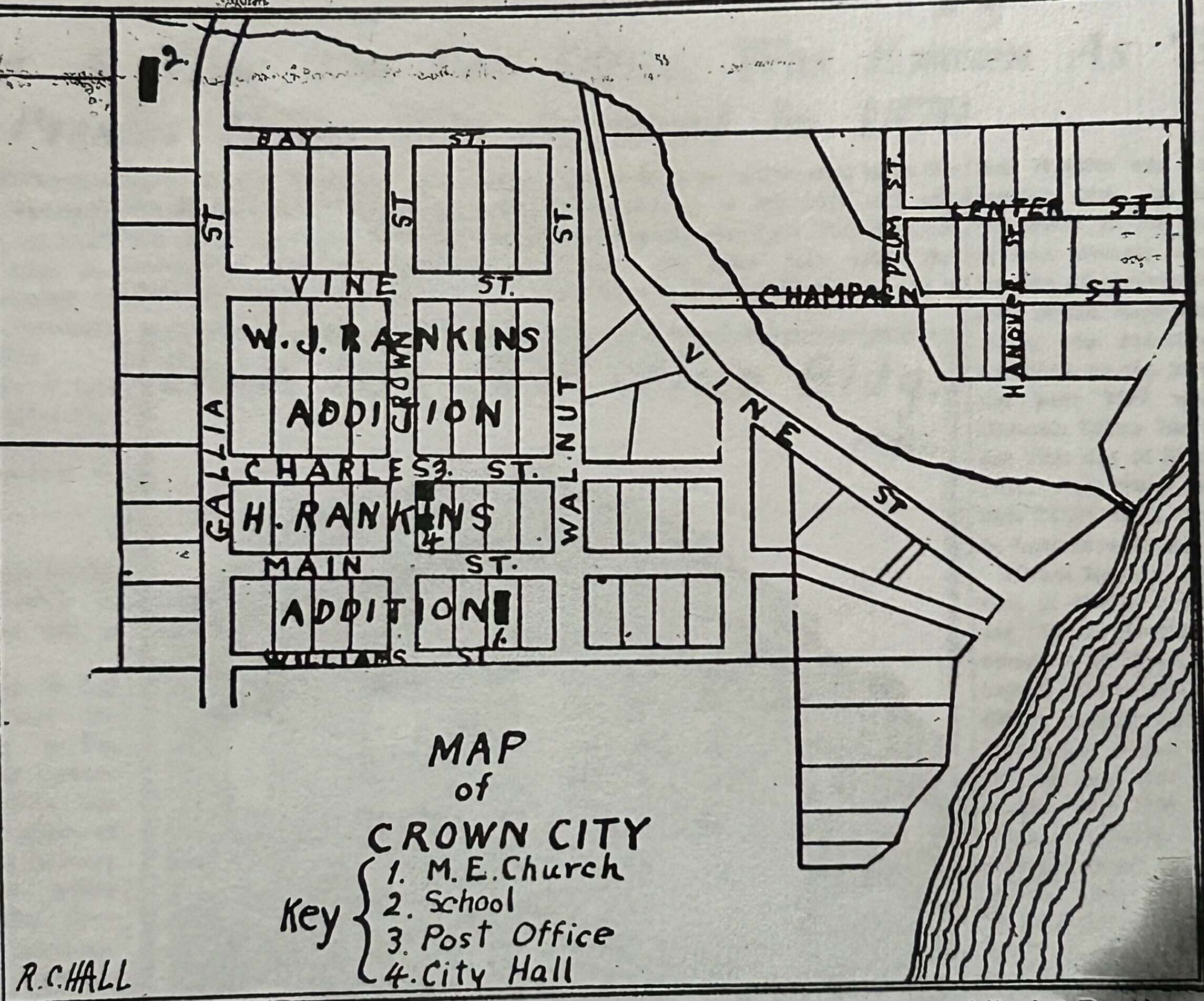 Map of Crown City, Ohio